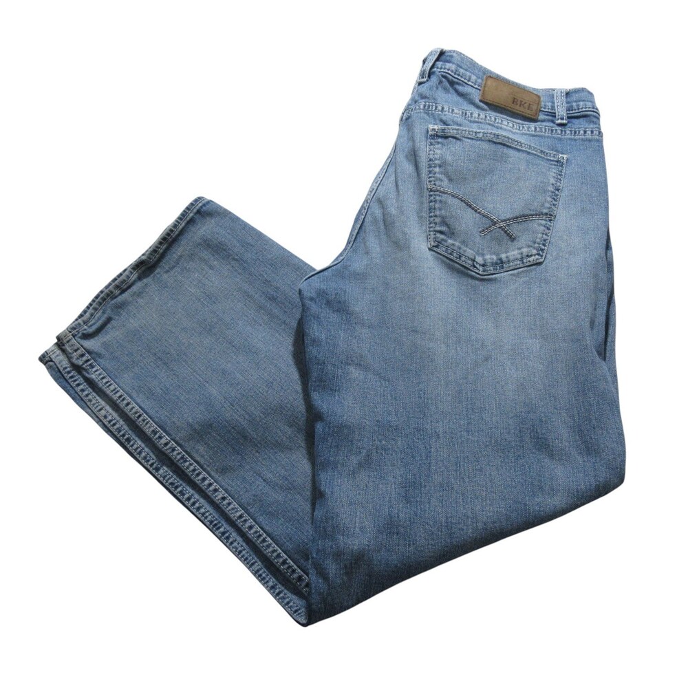 BKE Mens Jeans 36L x 34‎ Seth Medium Blue Stretch Cotton Pocket Pockets